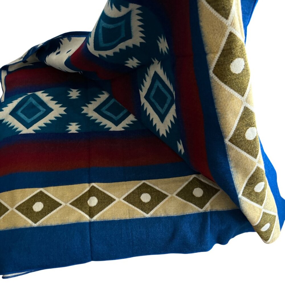 Alpaca Wool Southwestern Style Woven Blanket With Geometric Tribal Patterns New - Picture 3 of 4